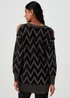 Et Vous Black Metallic Zigzag Cold Shoulder Knitted Mini Dress - 8 Image 2