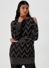 Et Vous Black Metallic Zigzag Cold Shoulder Knitted Mini Dress - 8 Image 1