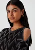 Et Vous Black Metallic Zigzag Cold Shoulder Knitted Mini Dress - 8 Image 3