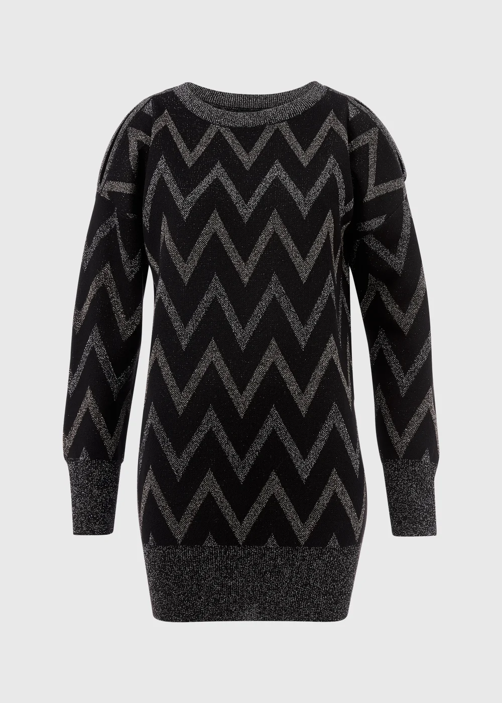 Et Vous Black Metallic Zigzag Cold Shoulder Knitted Mini Dress - 8 Image 5