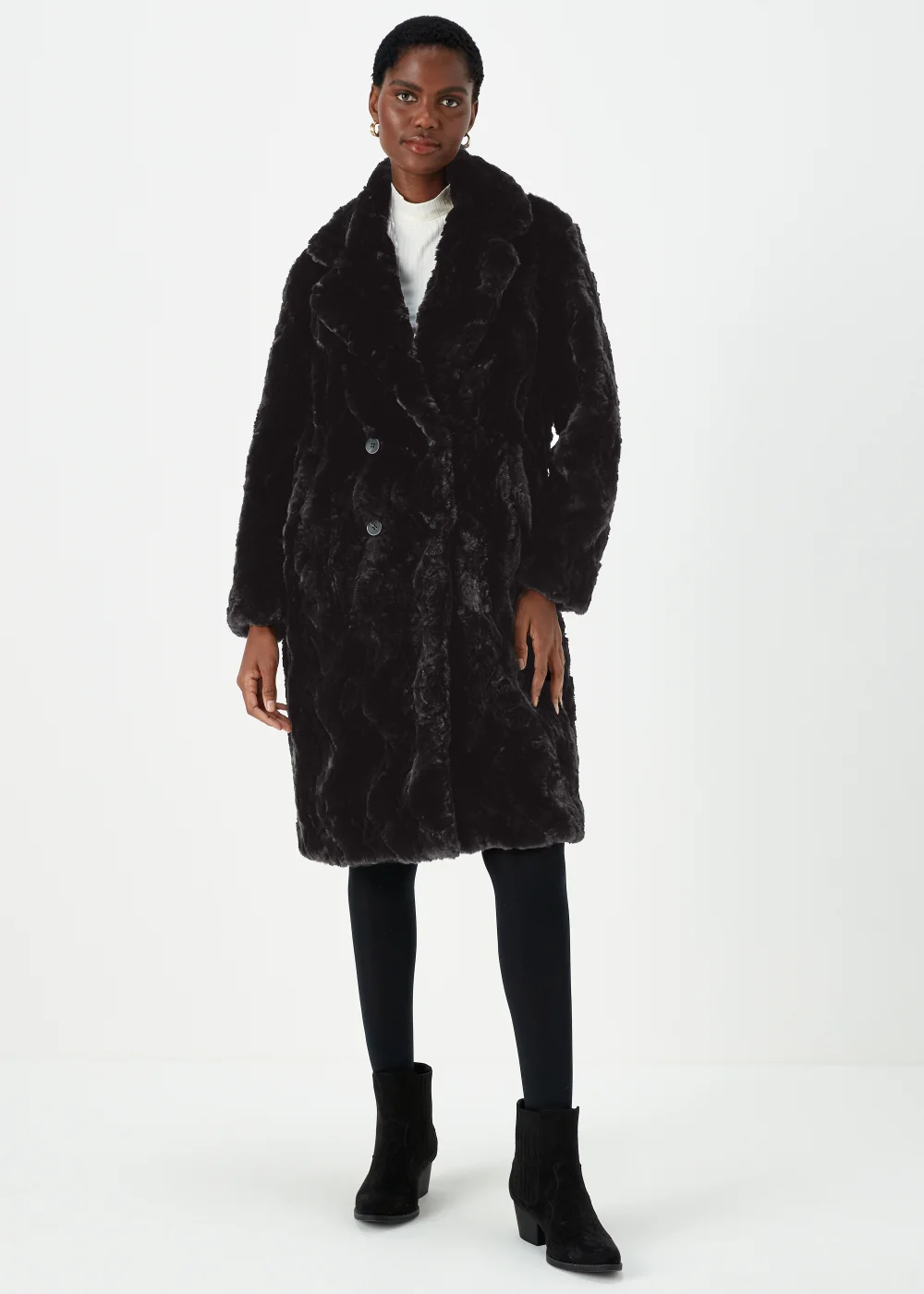 Black Faux Fur Coat - 8 Image 1