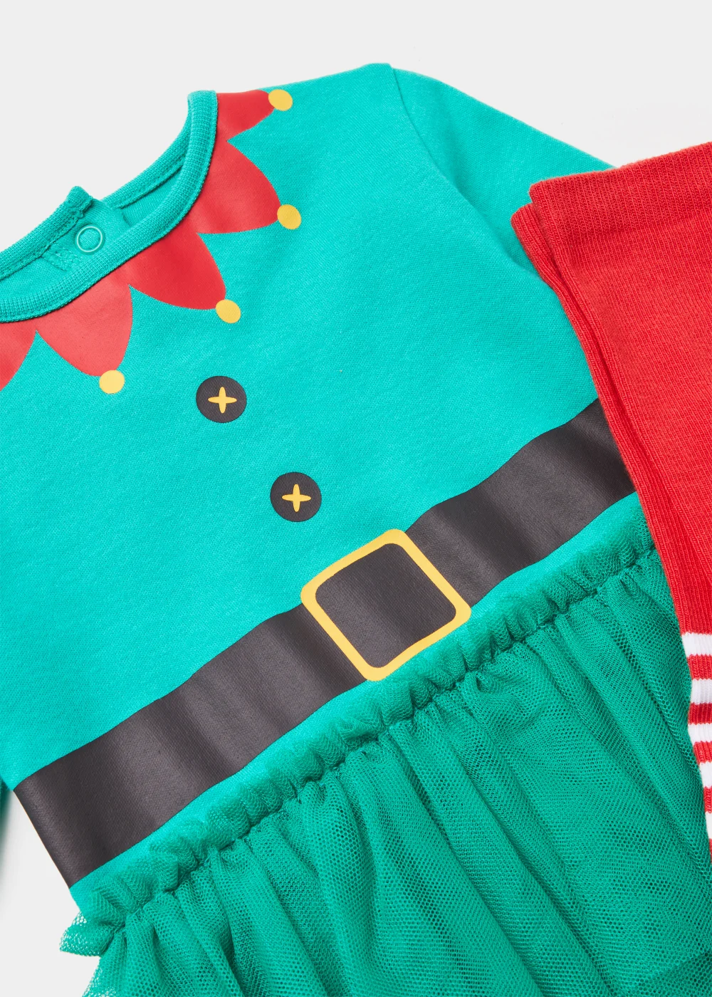 Baby Green Christmas Elf Tutu & Tights Set (Newborn-18mths) - 0-3 months Image 2