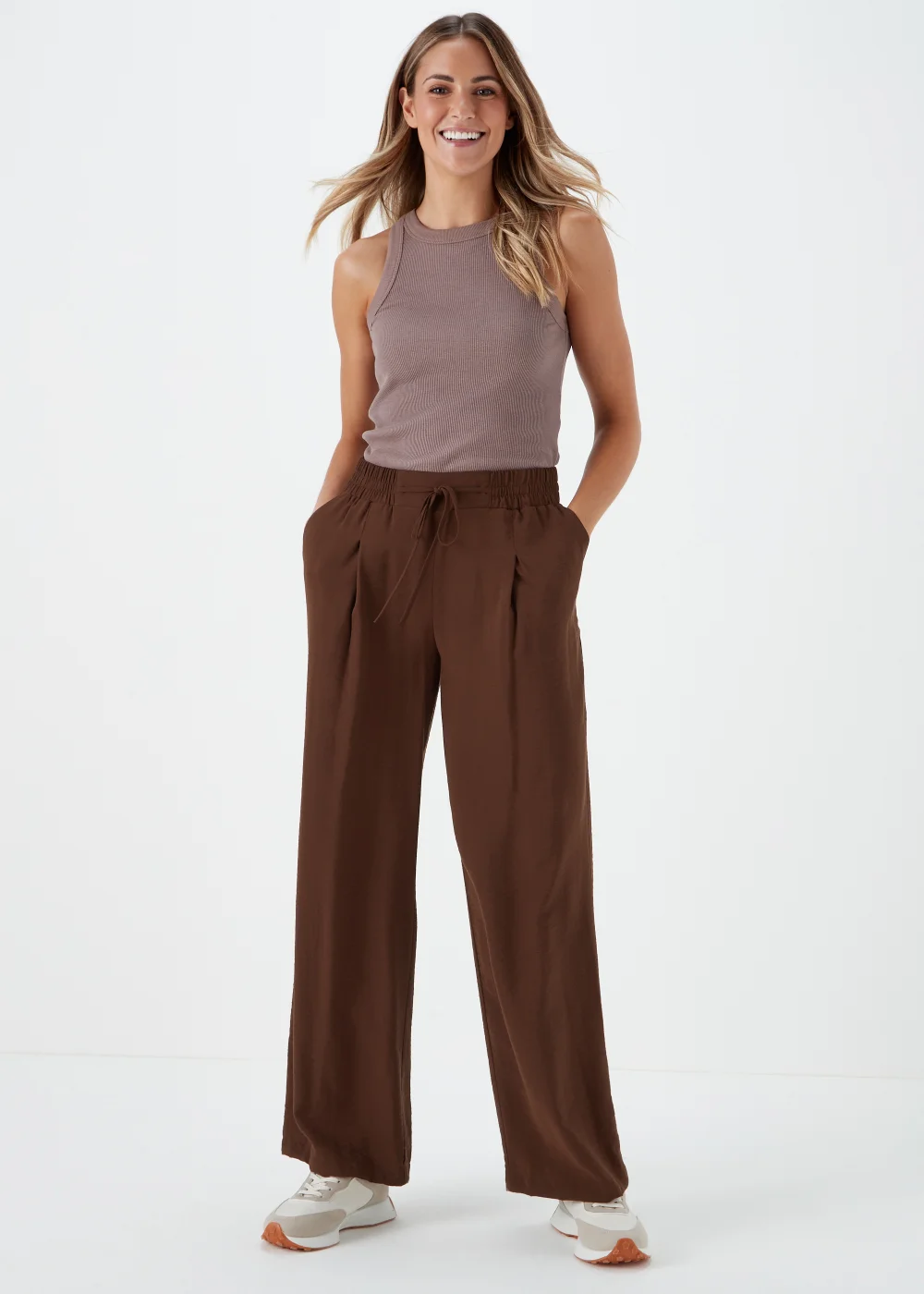 Brown Wide Leg Trousers - 8 Image 1