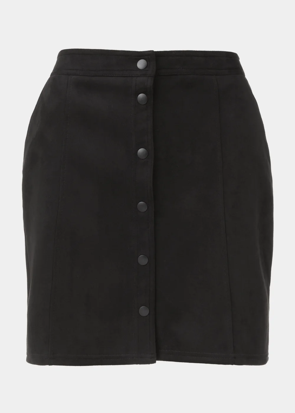 Black Faux Suede Button Mini Skirt - 8 Image 5