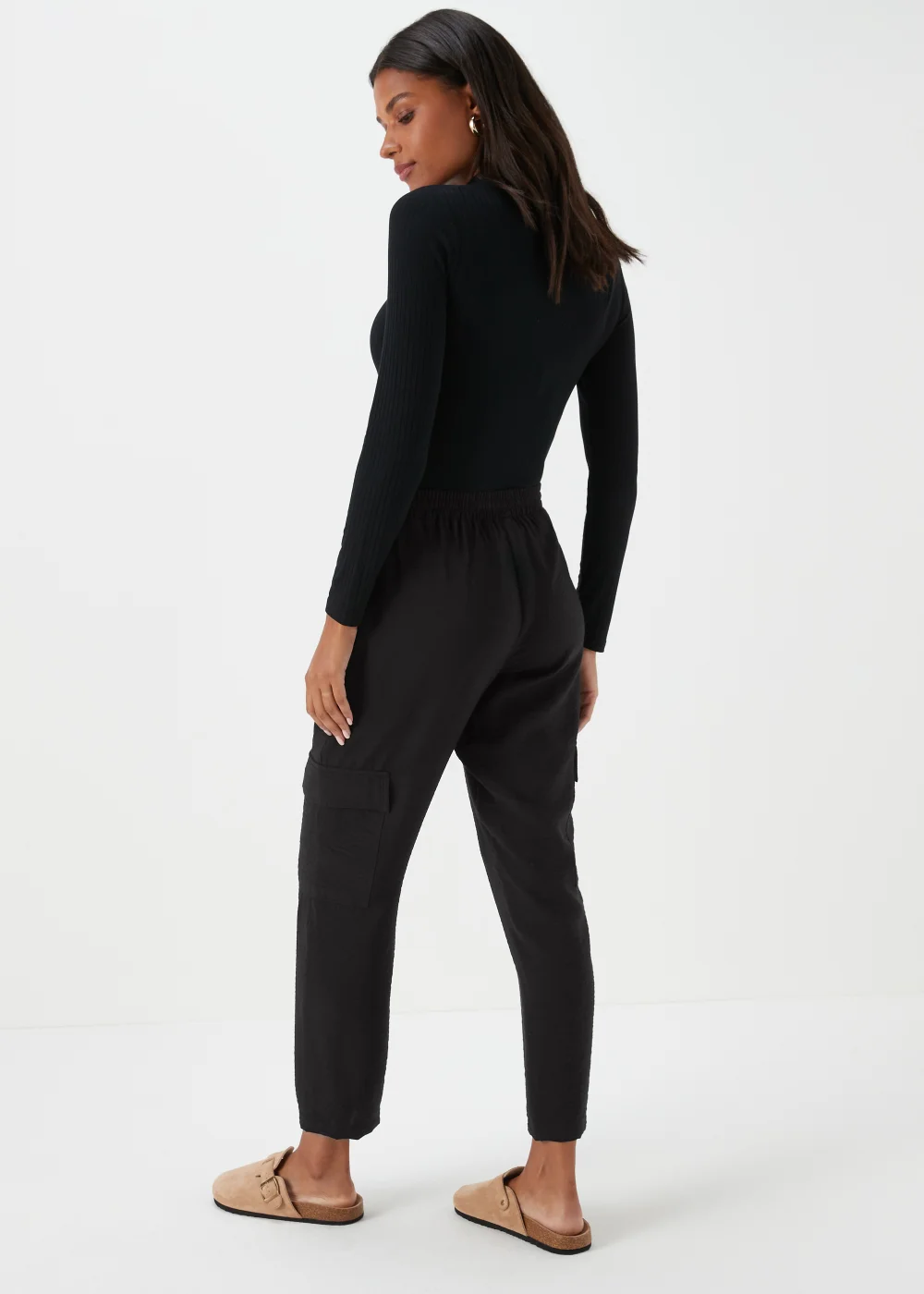 Black Tapered Cargo Trousers - 8 Image 2