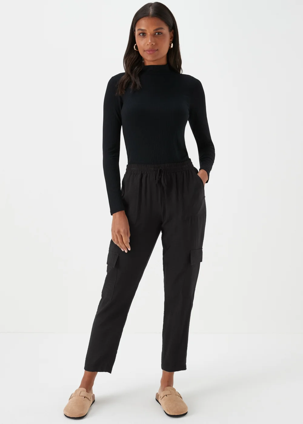 Black Tapered Cargo Trousers - 8 Image 1