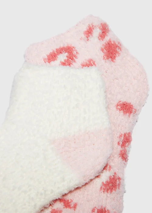2 Pack Pink Animal Print Cosy Socks - One Size Image 2
