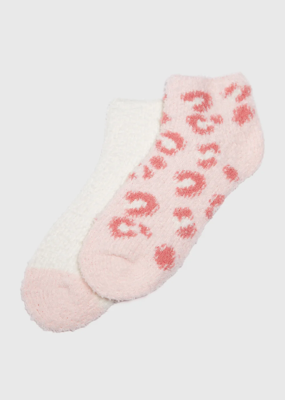 2 Pack Pink Animal Print Cosy Socks - One Size Image 1