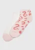 2 Pack Pink Animal Print Cosy Socks - One Size Image 1
