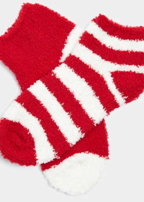2 Pack Multicoloured Christmas Candy Cane Slipper Socks - One Size Image 2