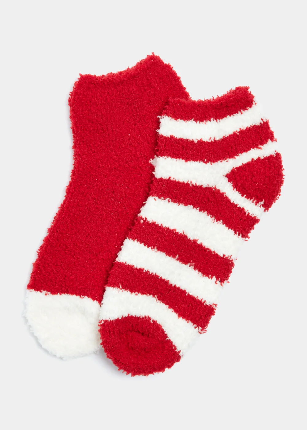 2 Pack Multicoloured Christmas Candy Cane Slipper Socks - One Size Image 1
