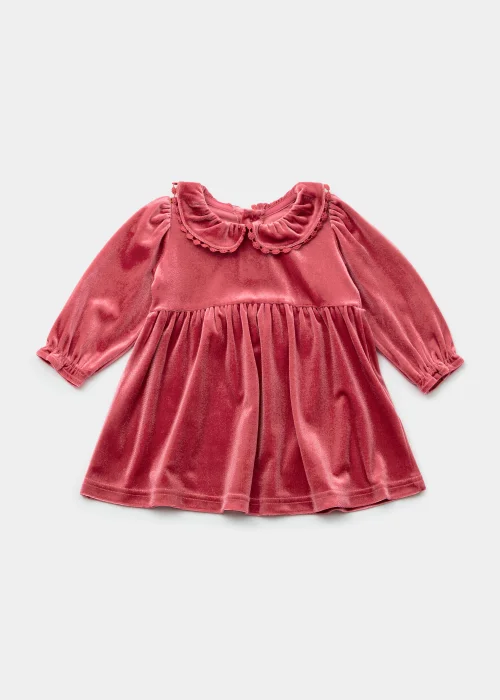 Baby Pink Velour Frill Dress (Newborn-18mths) - 0-3 months Image 1
