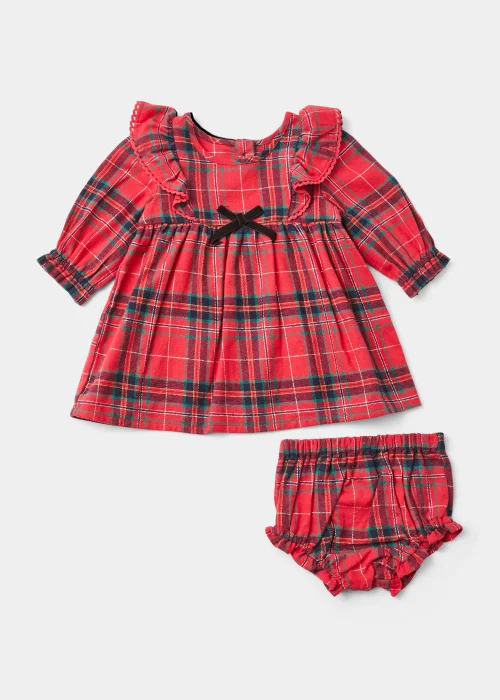 Baby Mini Me Red Tartan Check Dress & Knickers Set (Newborn-18mths) - 0-3 months Image 1