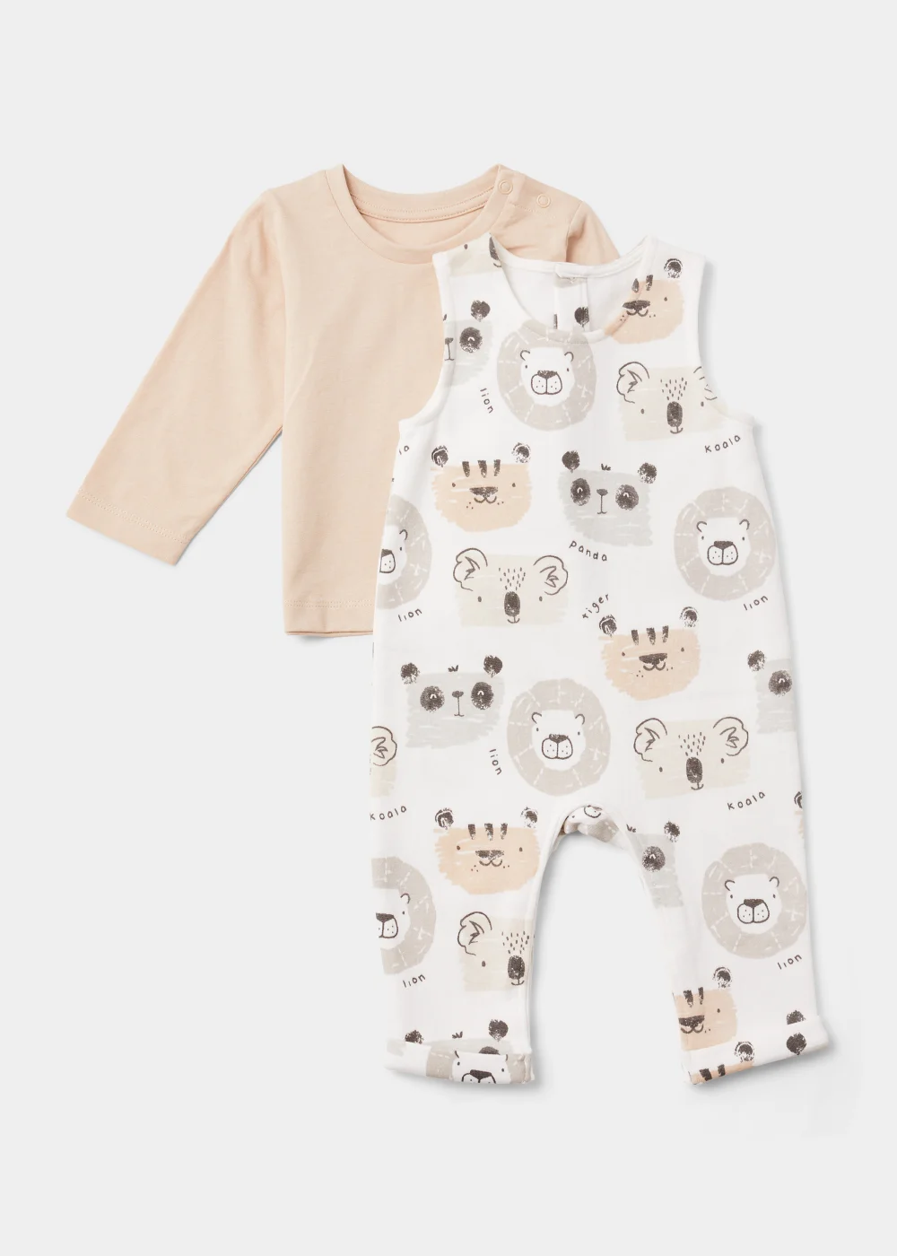 Baby Cream Animal Dungarees & T-Shirt Set (Newborn-23mths) - Age 0 - 3 Months Image 1