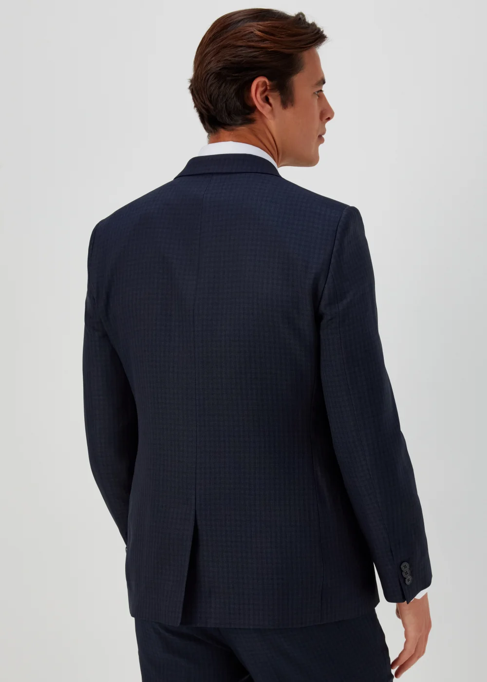 Taylor & Wright Tyne Navy Check Tailored Fit Suit Jacket - 38 Chest Regular Image 2