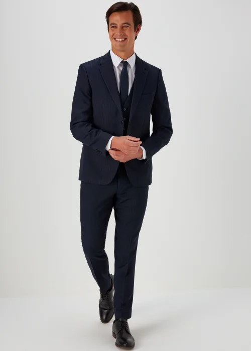 Taylor & Wright Tyne Navy Check Tailored Fit Suit Jacket - 38 Chest Regular Image 4