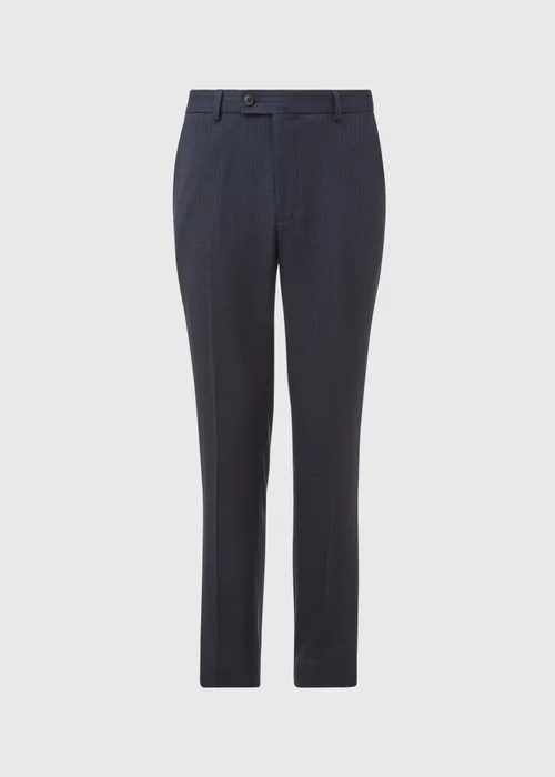 Taylor & Wright Tyne Navy Check Tailored Fit Trousers - 32 Waist Long Image 5