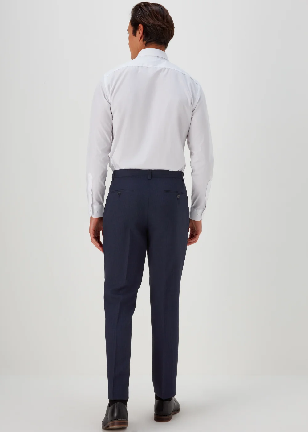 Taylor & Wright Tyne Navy Check Tailored Fit Trousers - 32 Waist Long Image 2