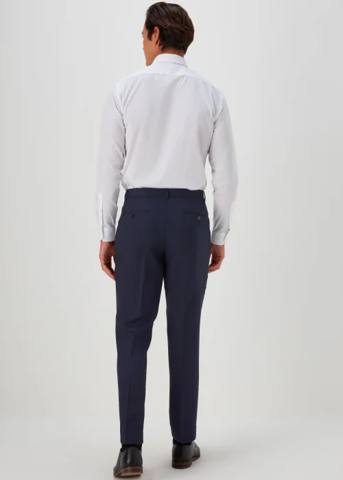Taylor & Wright Tyne Navy Check Tailored Fit Trousers - 32 Waist Long Image 2