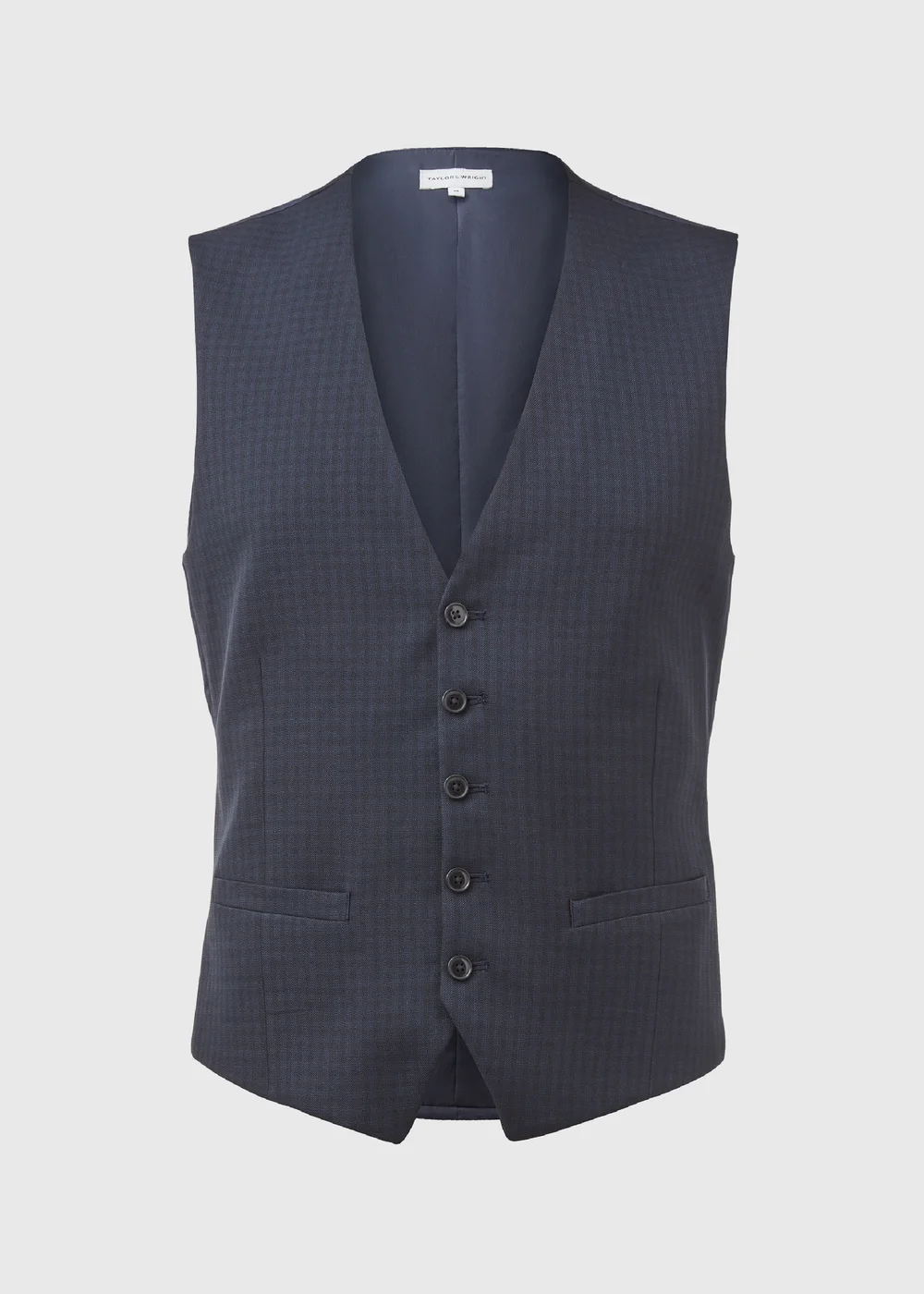 Taylor & Wright Tyne Navy Check Suit Waistcoat - Small Image 5