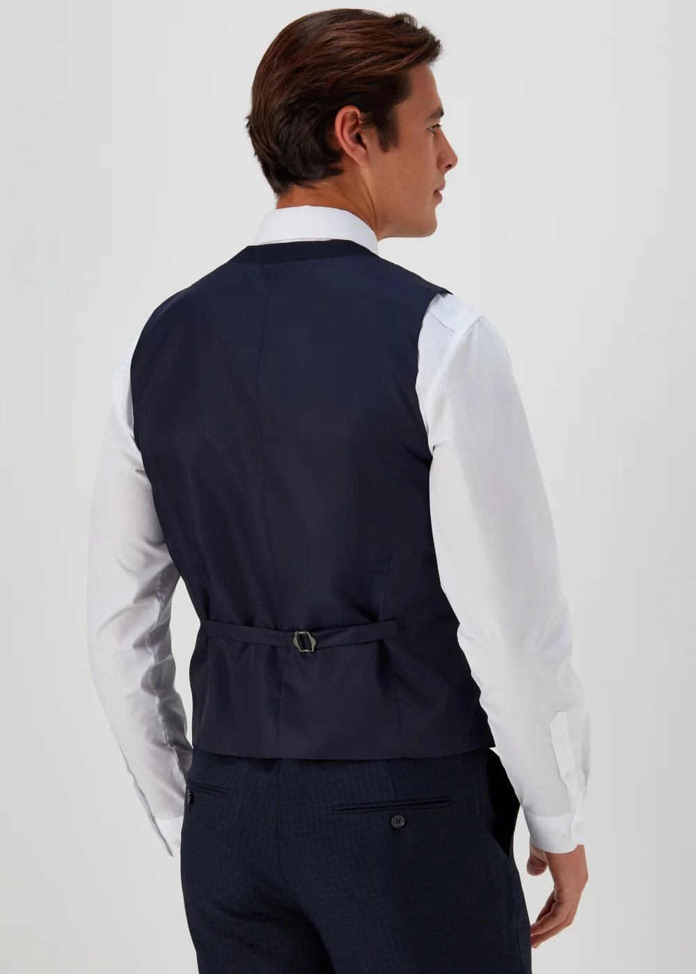 Taylor & Wright Tyne Navy Check Suit Waistcoat - Small Image 2