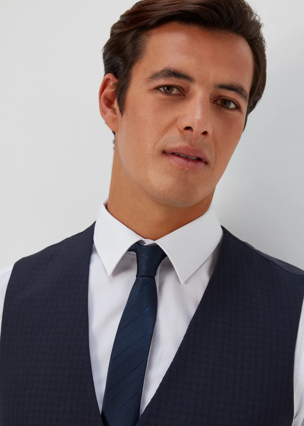 Taylor & Wright Tyne Navy Check Suit Waistcoat - Small Image 3