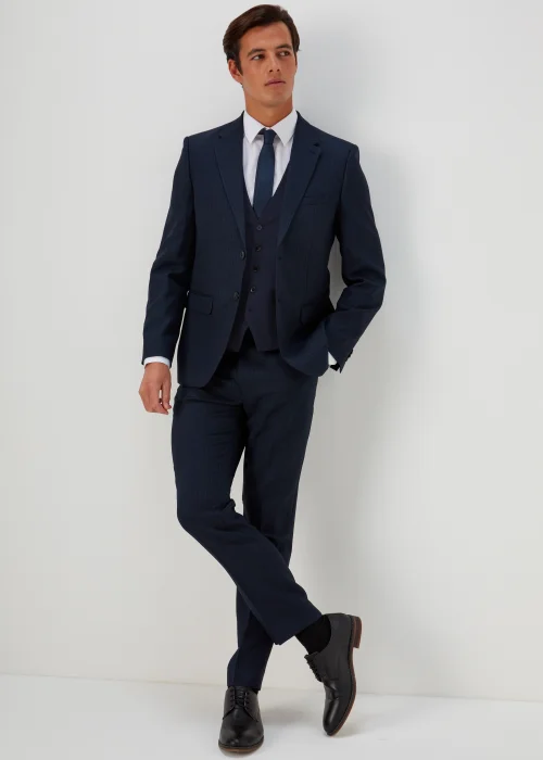 Taylor & Wright Tyne Navy Check Suit Waistcoat - Small Image 4