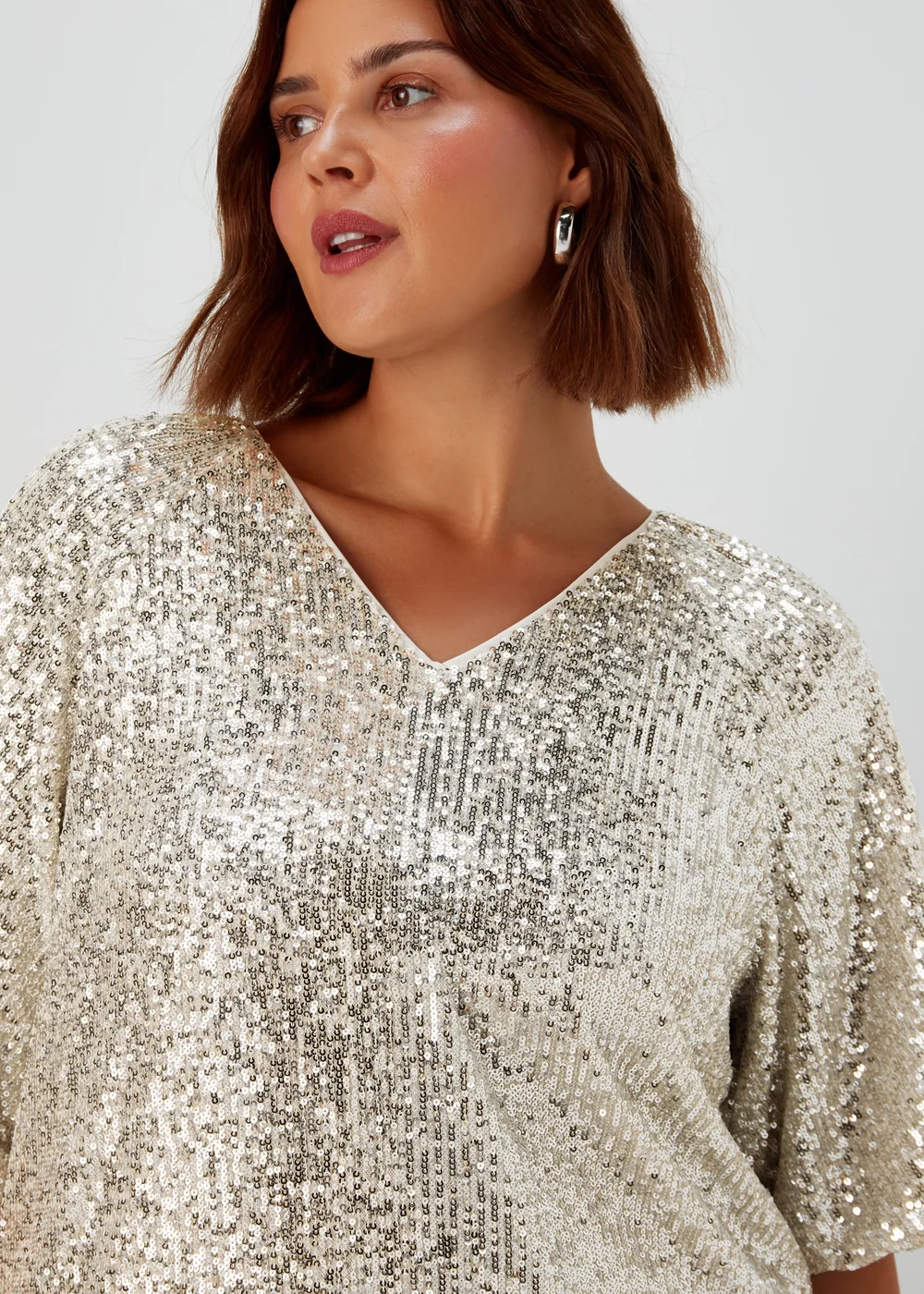 Papaya Curve Gold Sequin Sparkle Box Top - 18 Image 3