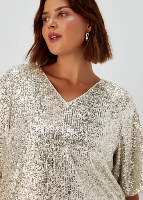 Papaya Curve Gold Sequin Sparkle Box Top - 18 Image 3
