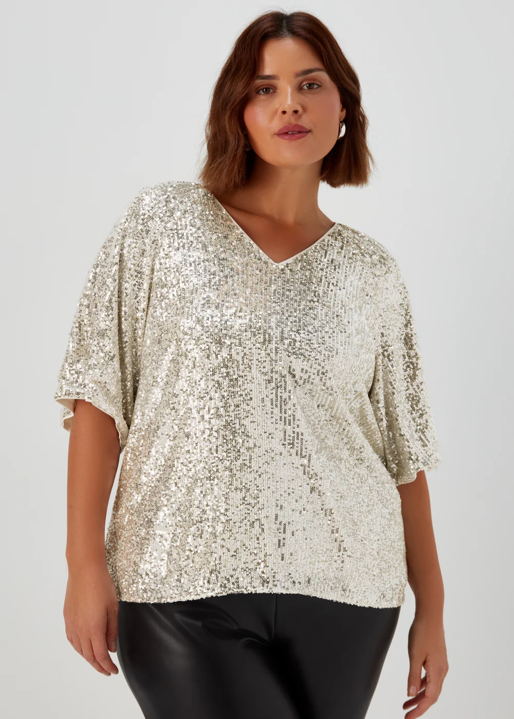 Papaya Curve Gold Sequin Sparkle Box Top - 18 Image 1