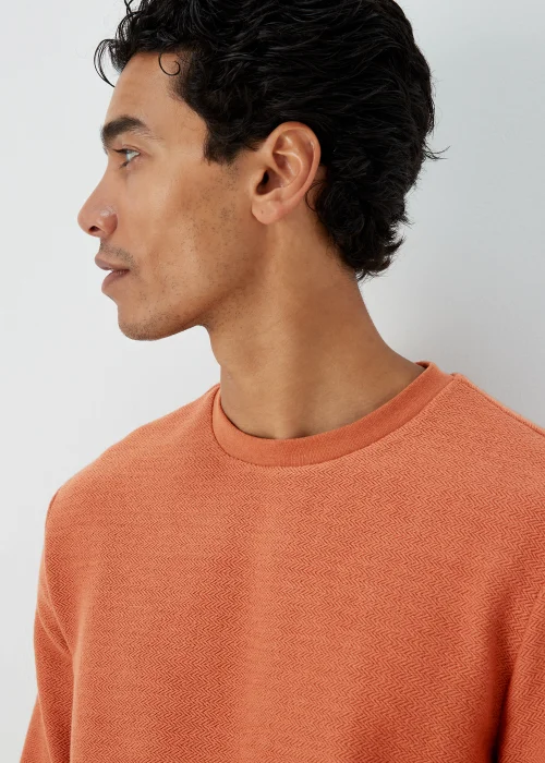 Orange Textured Crew Neck Sweatshirt - S Image 3