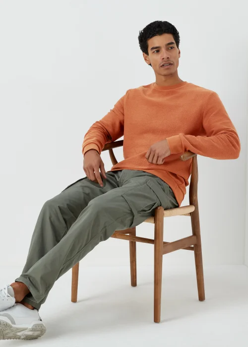 Orange Textured Crew Neck Sweatshirt - S Image 4