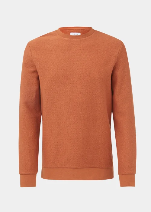 Orange Textured Crew Neck Sweatshirt - S Image 5
