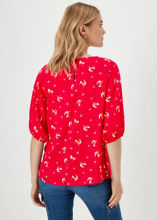 Red Christmas Robin Print Box Top - Size 8 Image 2