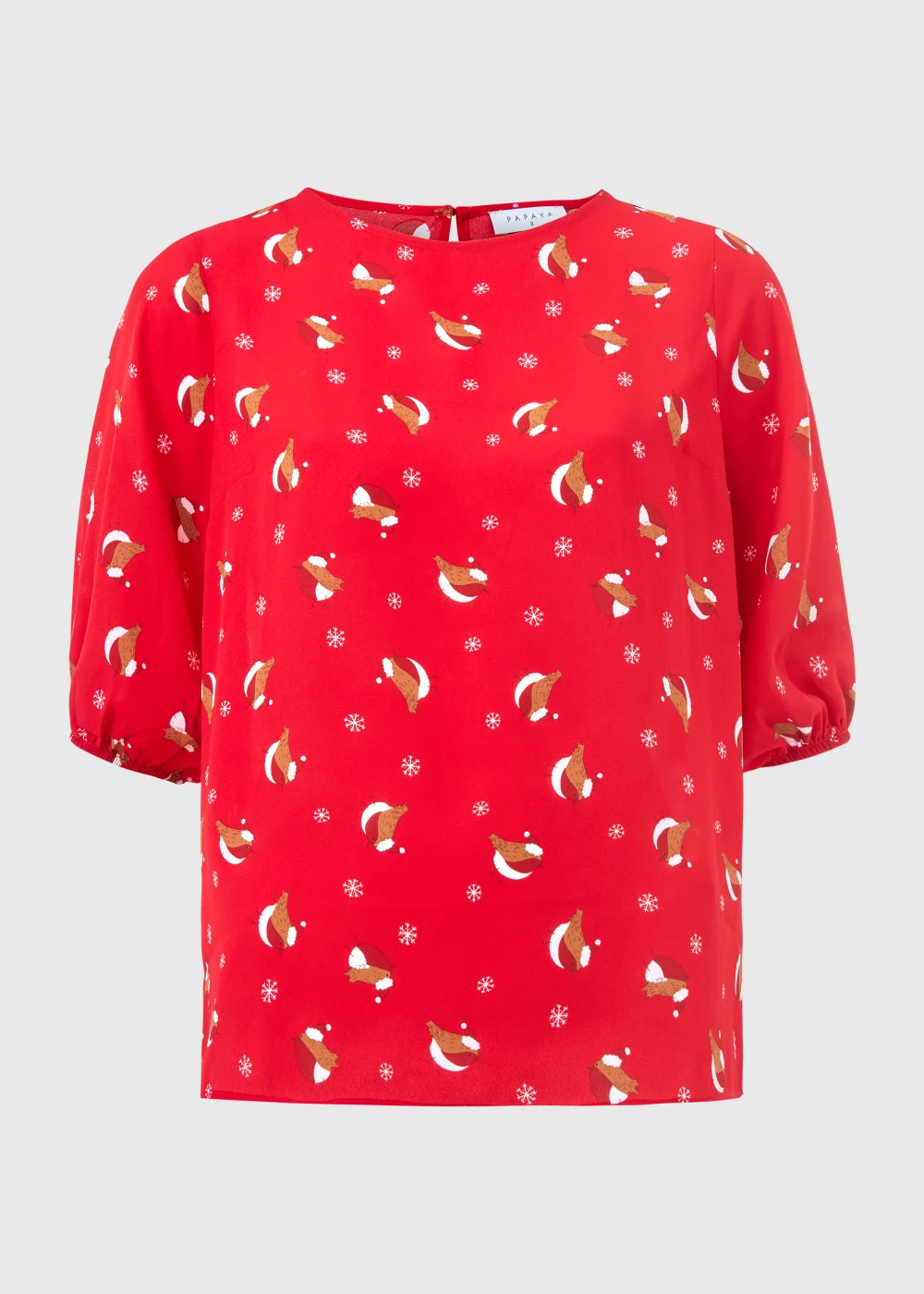Red Christmas Robin Print Box Top - Size 8 Image 5