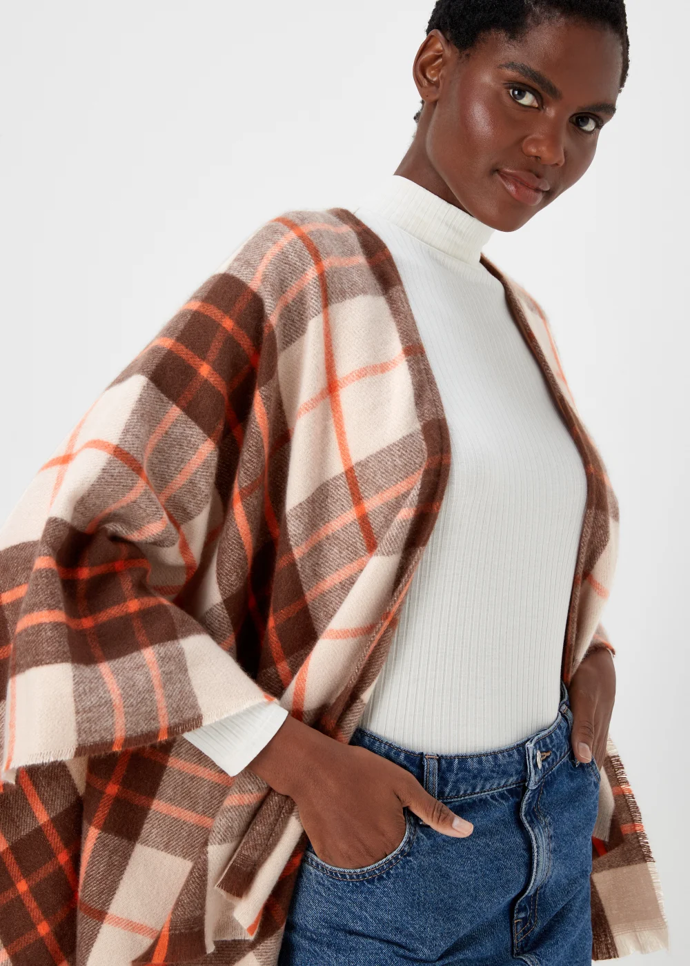 Multicoloured Check Shawl - One Size Image 3