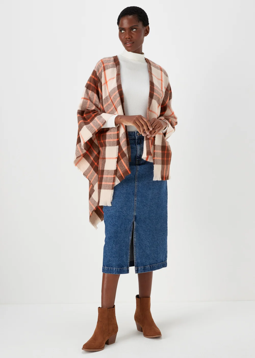 Multicoloured Check Shawl - One Size Image 1