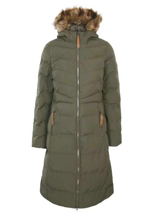 Trespass Audrey Khaki Padded Long Jacket - S Image 1