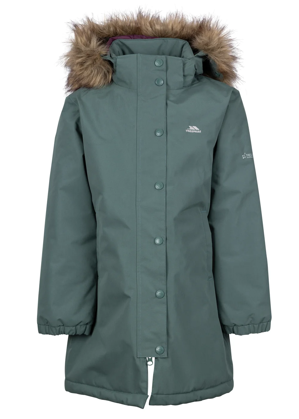 Kids Trespass Green Astound Faux Fur Collar Coat (2-12yrs) - 2-3 Yrs Image 1