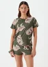 Khaki Leopard Print Short Pyjama & Scrunchie Set - Extra small Image 1