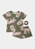 Khaki Leopard Print Short Pyjama & Scrunchie Set - Extra small Image 4