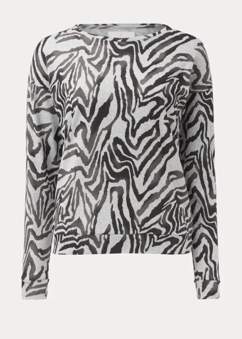 Grey Zebra Print Lounge Top - Small Image 4