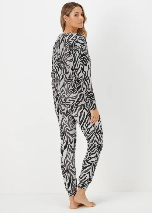 Grey Zebra Print Lounge Top - Small Image 2