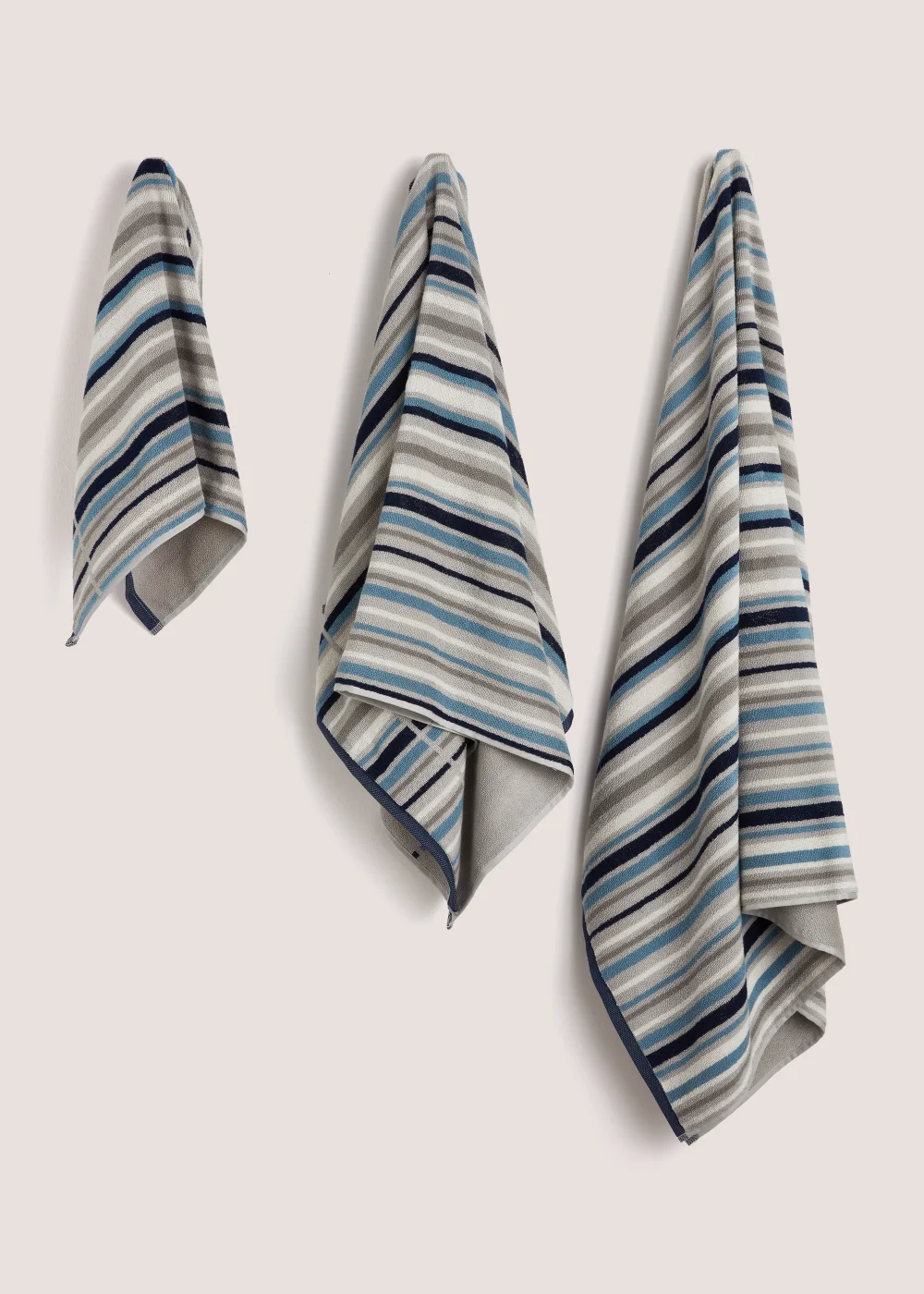 Navy Stripe Print Towels - Hand Towel Image 1