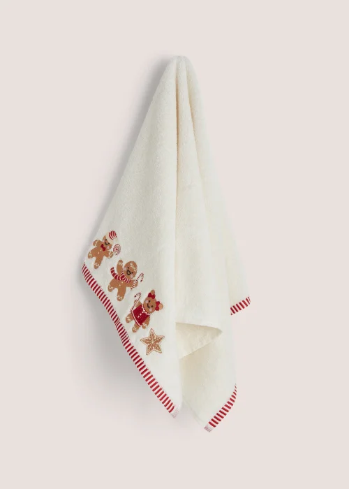 White Christmas Gingerbread 100% Cotton Hand Towel (50cm x 80cm) - Hand Towel Image 1