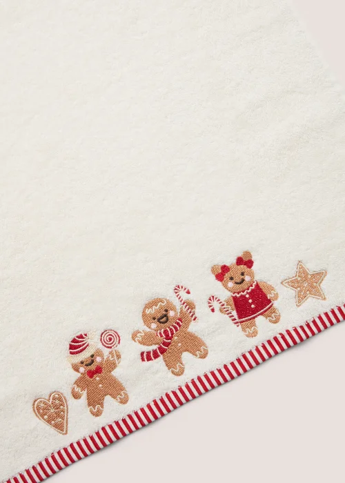 White Christmas Gingerbread 100% Cotton Hand Towel (50cm x 80cm) - Hand Towel Image 2
