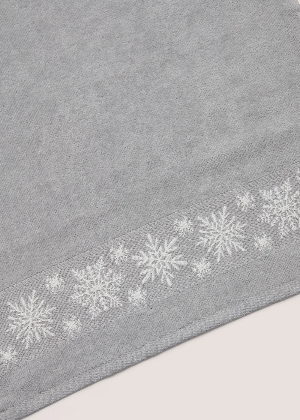 Grey Christmas Snowflake 100% Cotton Hand Towel (45cm x 75cm) - Hand Towel Image 2