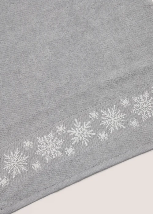 Grey Christmas Snowflake 100% Cotton Hand Towel (45cm x 75cm) - Hand Towel Image 2