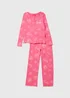 Kids Pink Barbie Print Ribbed Pyjama Set (4-12yrs) - Age 4 Years Image 1