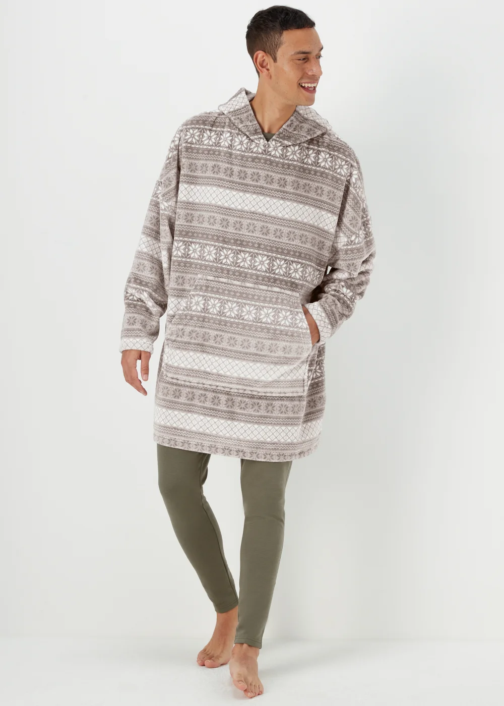 Grey Fair Isle Snuggle Hoodie - Extra small Image 1
